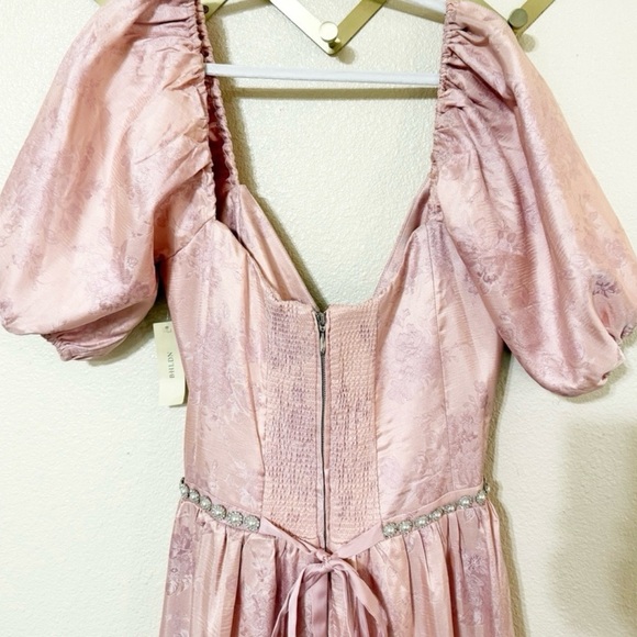 NWT V. Chapman The Emma Dress In Light Pink Windsor Brocade Floral Rhinestone 10 - Picture 12 of 13